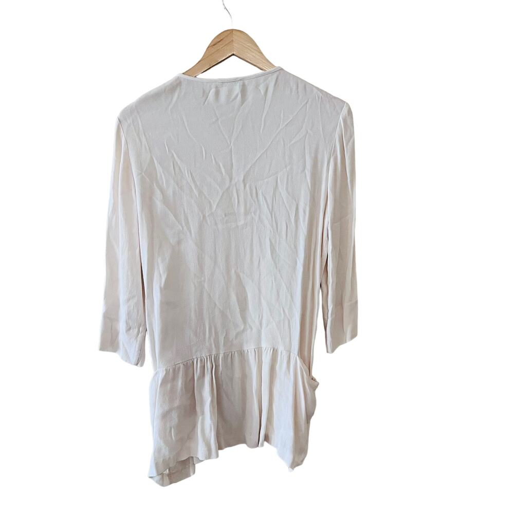 Garnet Hill Three Quarter Sleeves Top Size 6 Cream - Picture 2 of 8